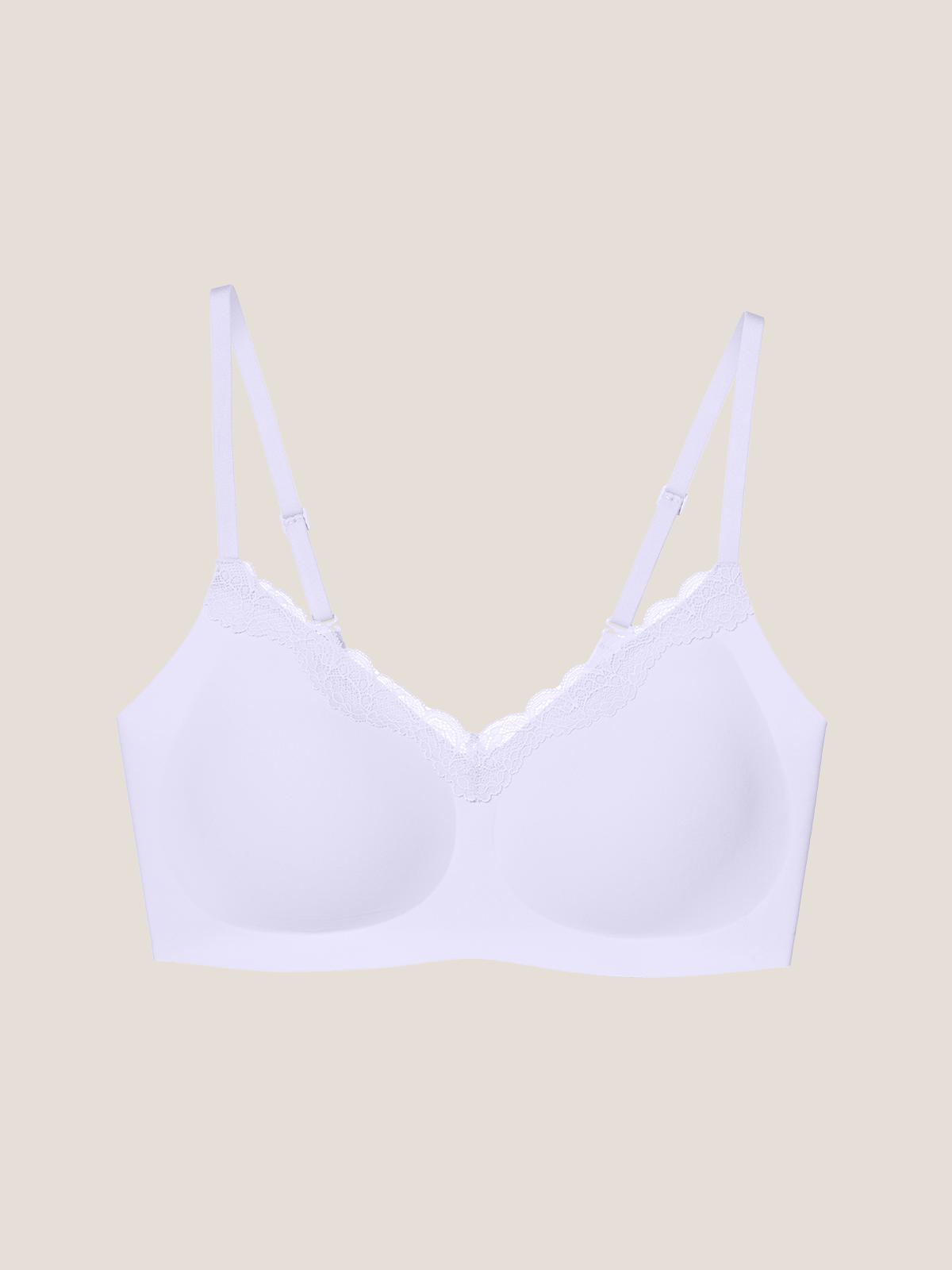 Basic Seamless Lace-Trimmed V-Neck Bralette - Smart Size