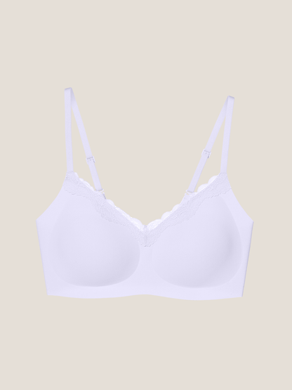 Basic Seamless Lace-Trimmed V-Neck Bralette - Smart Size