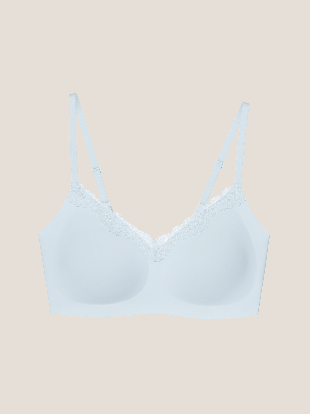 Basic Seamless Lace-Trimmed V-Neck Bralette - Smart Size