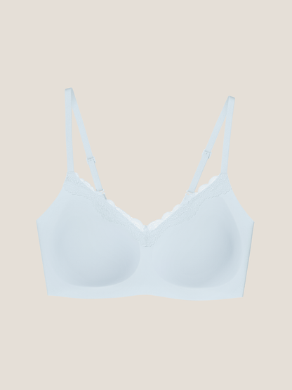 Basic Seamless Lace-Trimmed V-Neck Bralette - Smart Size