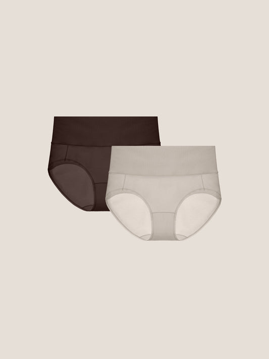 Pure Cotton Wide Elastic Band High-Waisted Brief 2-Pack