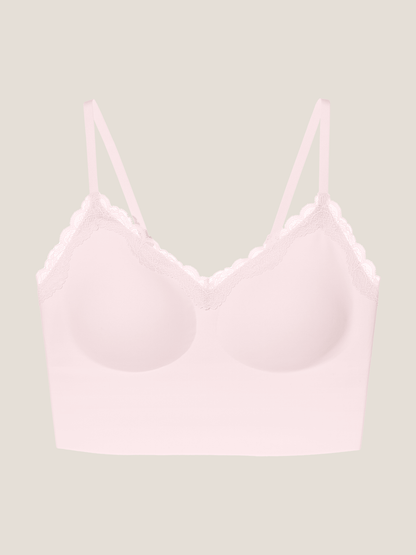 Basic Seamless Lace-Trimmed V-Neck Camisole Bra Top - Smart Size