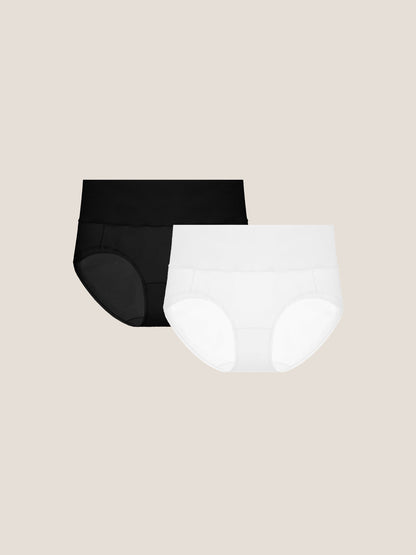 Pure Cotton Wide Elastic Band High-Waisted Brief 2-Pack
