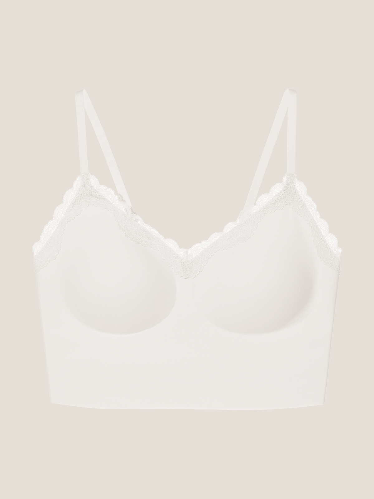 Basic Seamless Lace-Trimmed V-Neck Camisole Bra Top - Smart Size