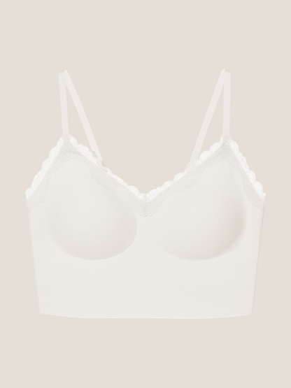 Basic Seamless Lace-Trimmed V-Neck Camisole Bra Top - Smart Size