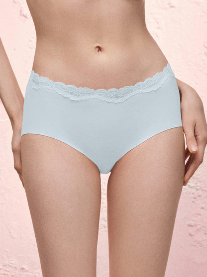 Basic Seamless Lace-Trimmed Boxer Brief