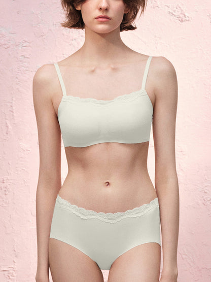 Basic Seamless Lace-Trimmed Bra - Smart Size