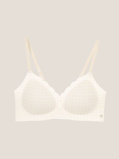 Basic Seamless Deep V Scalloped Neck Cooling Bra - Smart Size