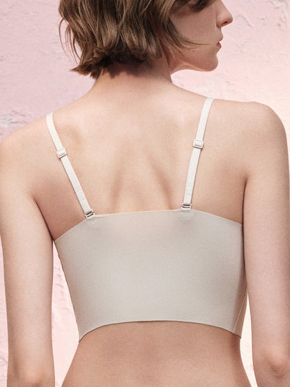Basic Seamless Lace-Trimmed V-Neck Camisole Bra Top - Smart Size