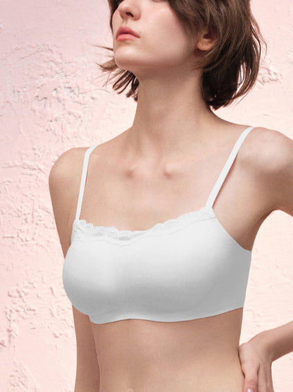 Basic Seamless Lace-Trimmed Bra - Smart Size
