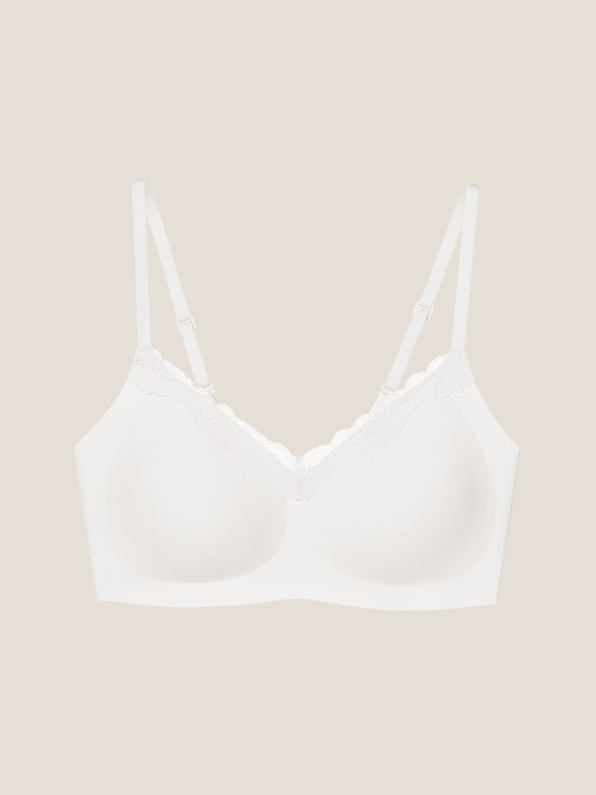 Basic Seamless Lace-Trimmed V-Neck Bralette - Smart Size