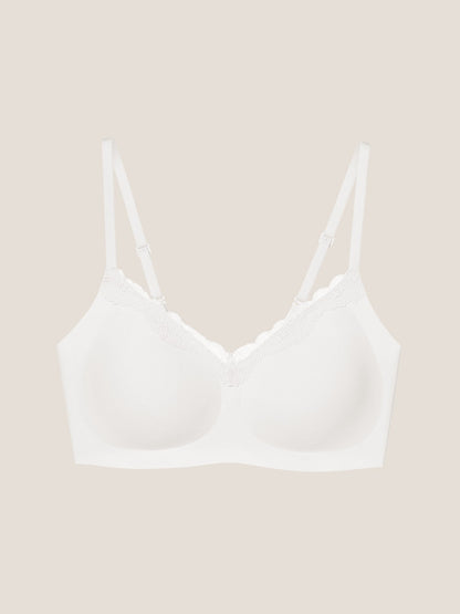 Basic Seamless Lace-Trimmed V-Neck Bralette - Smart Size