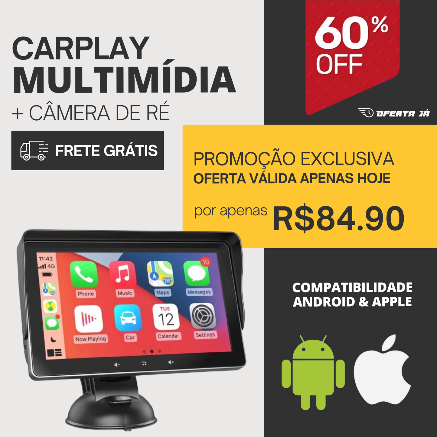 Smart Carplay™ - MULTIMÍDIA PORTÁTIL [OFERTA VÁLIDA POR TEMPO LIMITADO] - OFERTA JÁ