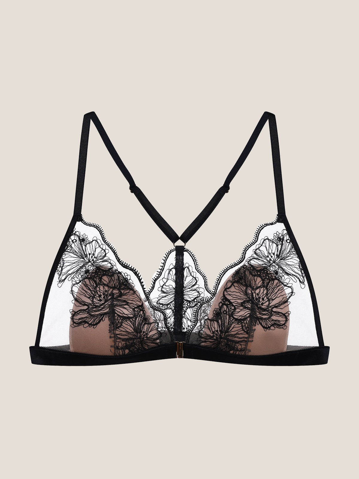 Embroidered Magnolia Lace Racerback Front-Close Triangle Bra