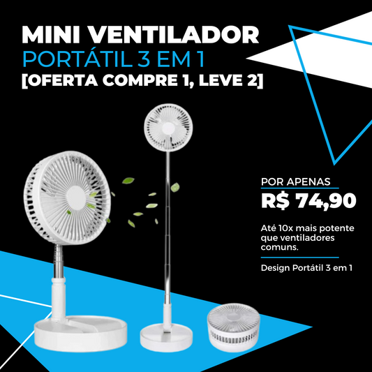 [COMPRE 1, LEVE 2] Ventilador Retrátil TurboSplit 3 EM 1 [ULTRA POTENTE] - Oferta já