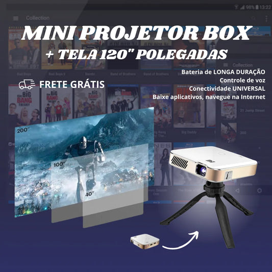 Projetor Box 4K Plus Wifi - Android & iOS + Brinde Tela de 200'' [OFERTA LIMITADA AO ESTOQUE]