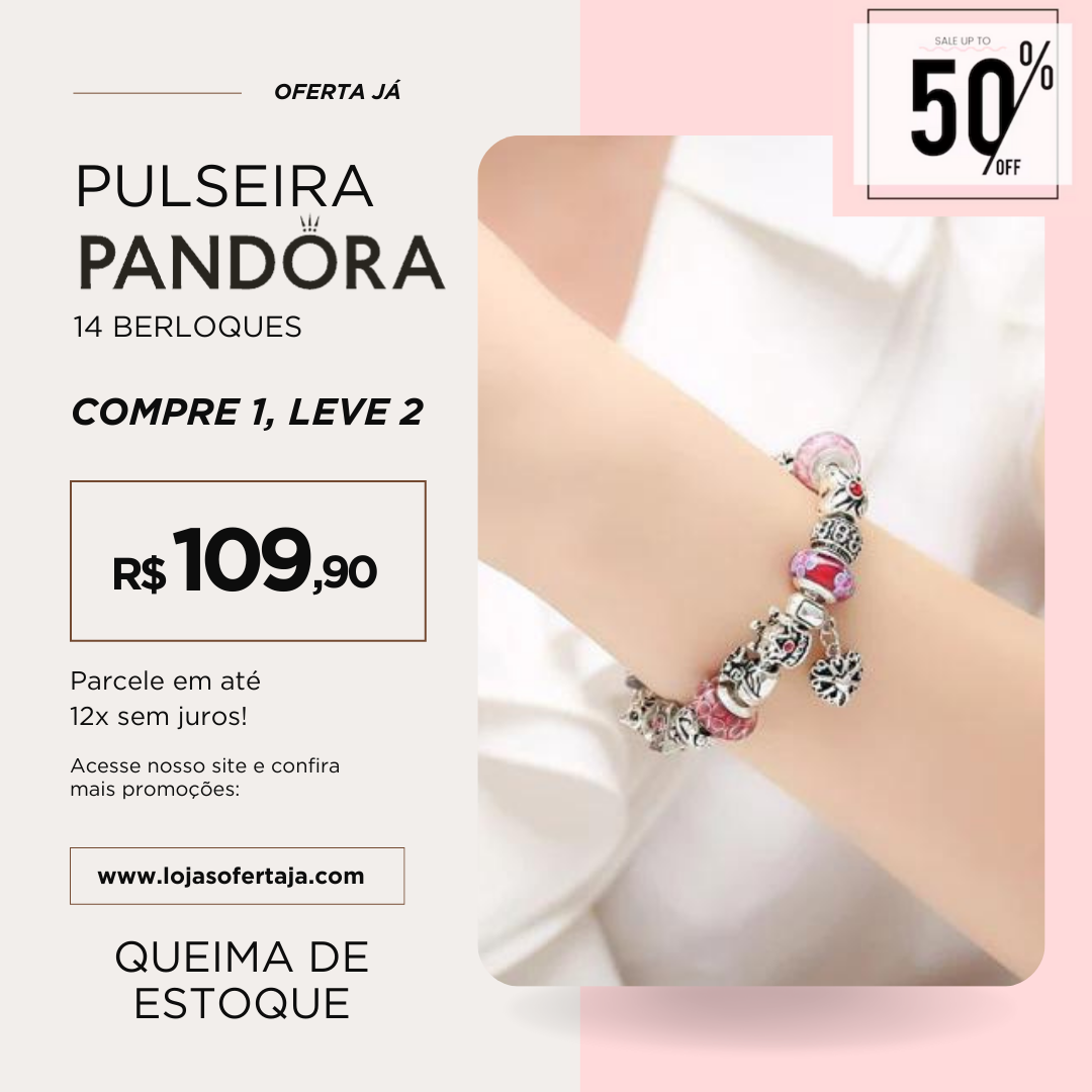 Bracelete de Prata 14 Berloques [COMPRE 1, LEVE 2] [OFERTA LIMITADA AO ESTOQUE]