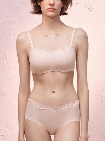 Basic Seamless Lace-Trimmed Bra - Smart Size