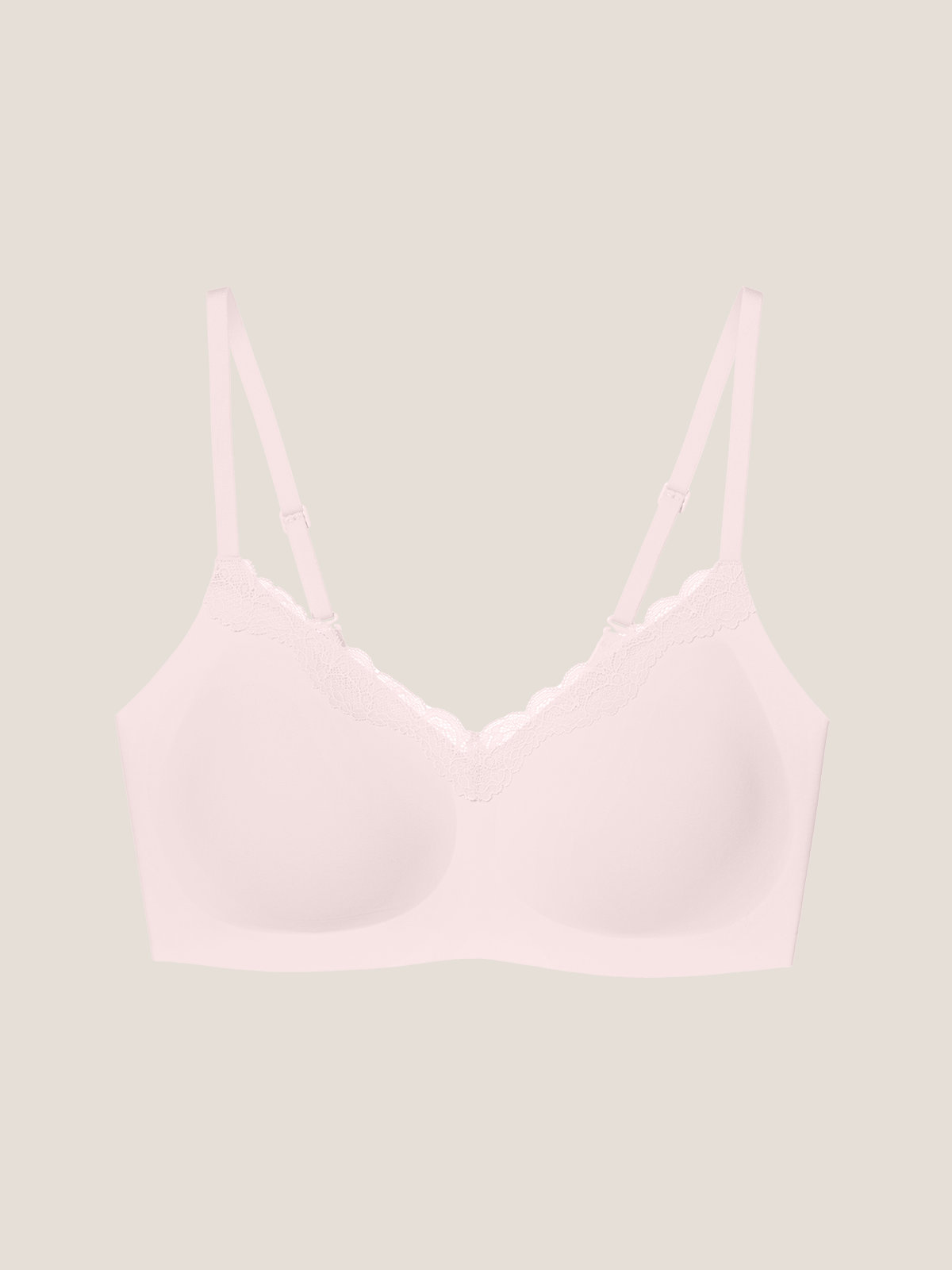 Basic Seamless Lace-Trimmed V-Neck Bralette - Smart Size