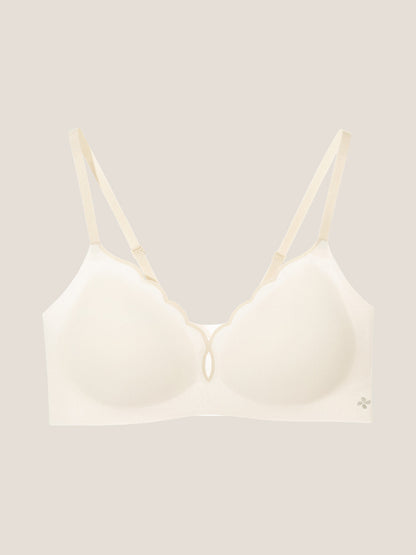 Basic Seamless Deep V Scalloped Neck Cooling Bra - Smart Size