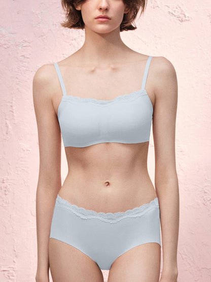 Basic Seamless Lace-Trimmed Bra - Smart Size