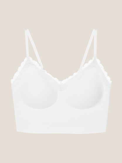 Basic Seamless Lace-Trimmed V-Neck Camisole Bra Top - Smart Size