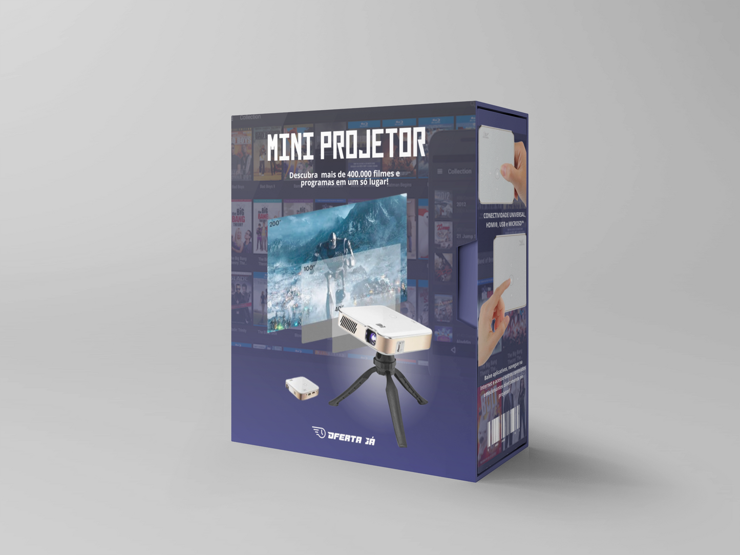 Projetor Box 4K Plus Wifi - Android & iOS + Brinde Tela de 200'' [OFERTA LIMITADA AO ESTOQUE]