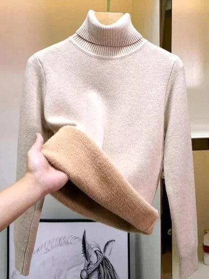 Blusa Cacharrel Forrada Feminina Gola Alta Manga Longa Suéter de Inverno - Frete Grátis