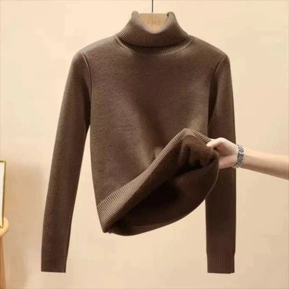 Blusa Cacharrel Forrada Feminina Gola Alta Manga Longa Suéter de Inverno - Frete Grátis