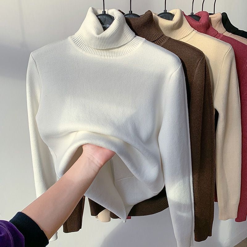 Blusa Cacharrel Forrada Feminina Gola Alta Manga Longa Suéter de Inverno - Frete Grátis