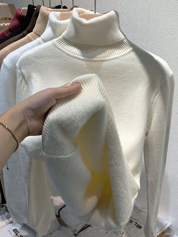 Blusa Cacharrel Forrada Feminina Gola Alta Manga Longa Suéter de Inverno - Frete Grátis