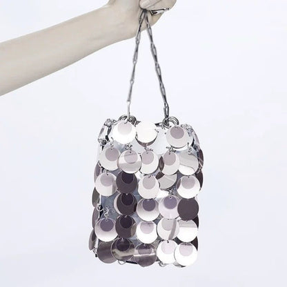 Bolsa Brilho Paetês Prateada - Frete Grátis