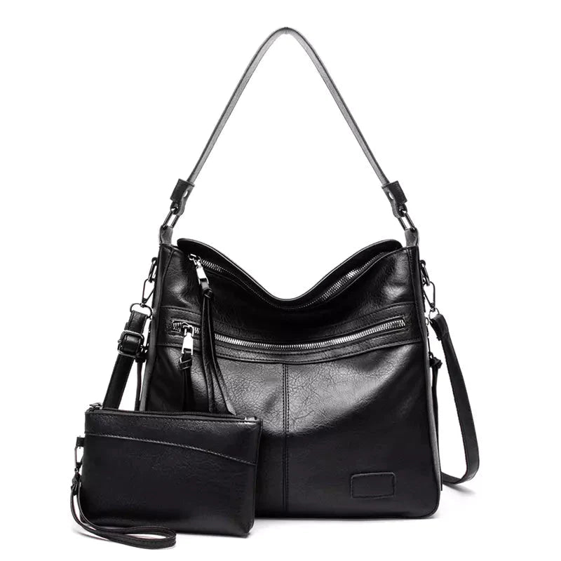 Bolsa de Ombro Feminina de Couro + Carteira Feminina de Couro Cindy - Frete Grátis