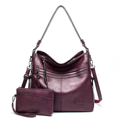 Bolsa de Ombro Feminina de Couro + Carteira Feminina de Couro Cindy - Frete Grátis