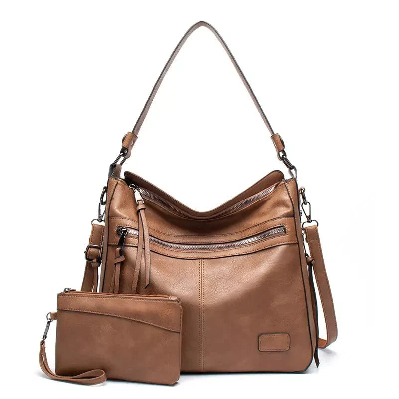 Bolsa de Ombro Feminina de Couro + Carteira Feminina de Couro Cindy - Frete Grátis