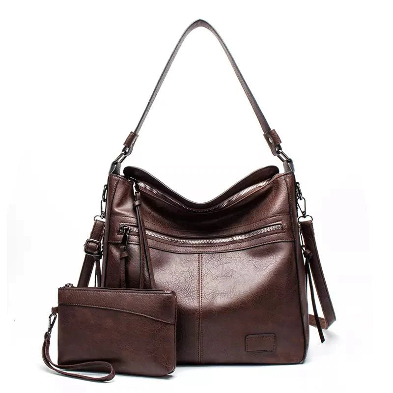 Bolsa de Ombro Feminina de Couro + Carteira Feminina de Couro Cindy - Frete Grátis