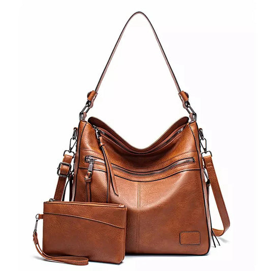 Bolsa de Ombro Feminina de Couro + Carteira Feminina de Couro Cindy - Frete Grátis