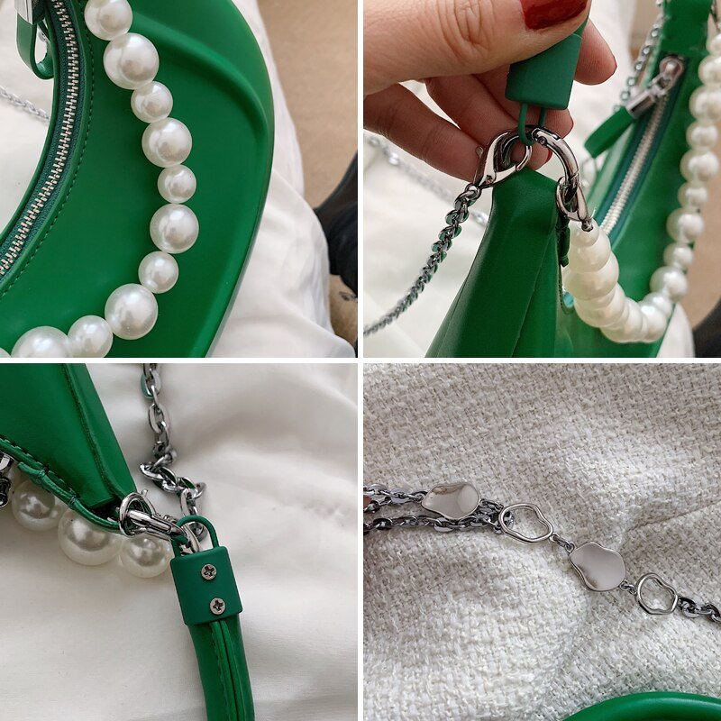 Bolsa Feminina Corrente com Pérolas - Frete Grátis