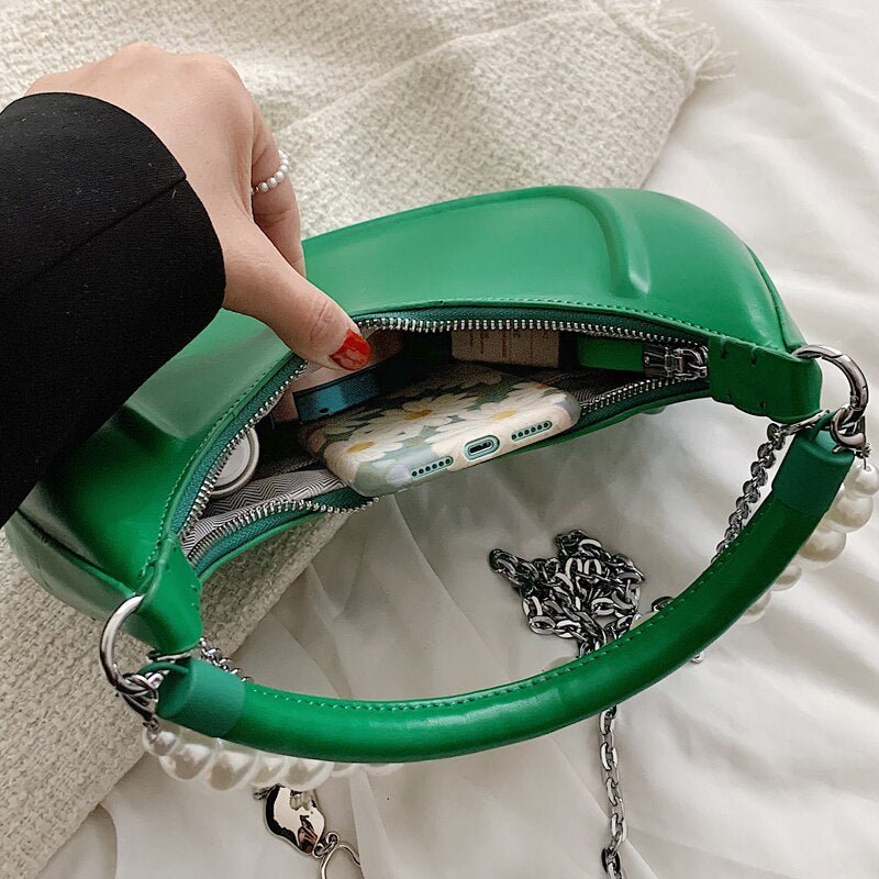 Bolsa Feminina Corrente com Pérolas - Frete Grátis