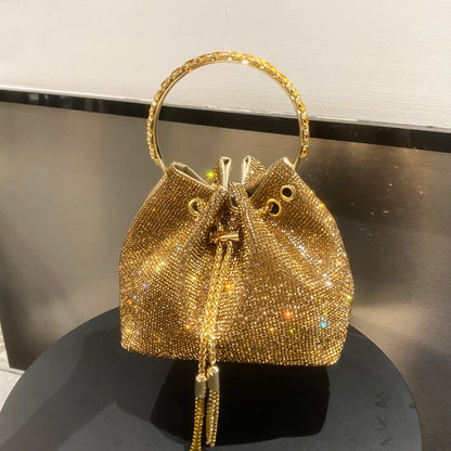 Bolsa Feminina Saquinho Strass Prata - Frete Grátis