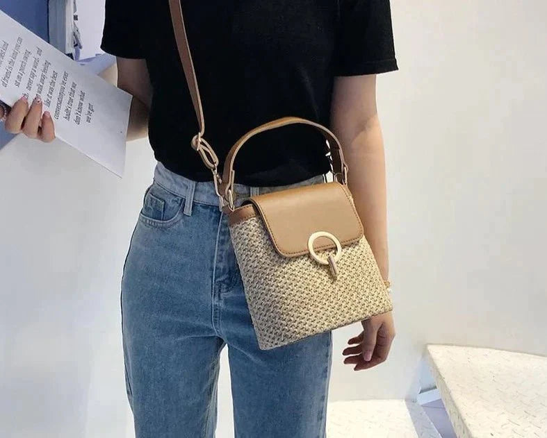 Bolsa Transversal de Palha - Frete Grátis