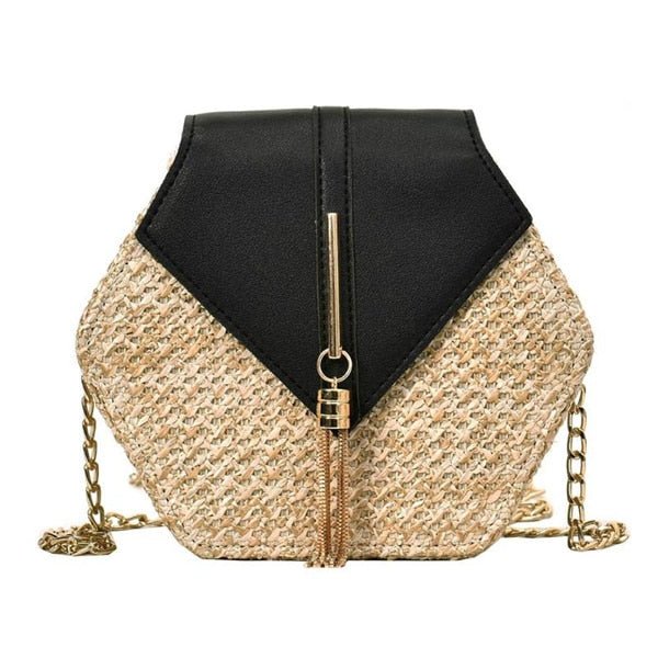 Bolsa Transversal de Palha Hexagonal - Frete Grátis