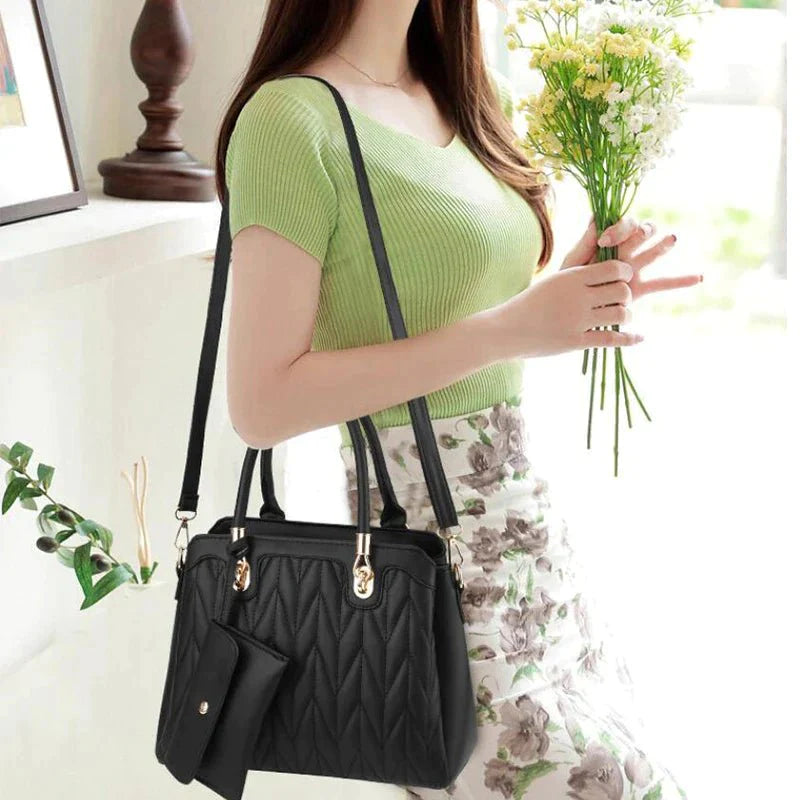 Bolsa Transversal Feminina de Couro + Carteira Feminina de Couro - Frete Grátis