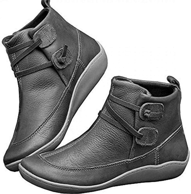 Bota de Couro Cano Curto Feminina - Frete Grátis