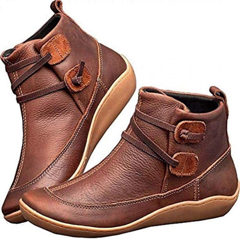 Bota de Couro Cano Curto Feminina - Frete Grátis