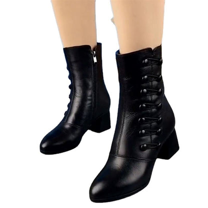 Bota Italiana Feminina de Couro Cano Curto - Frete Grátis