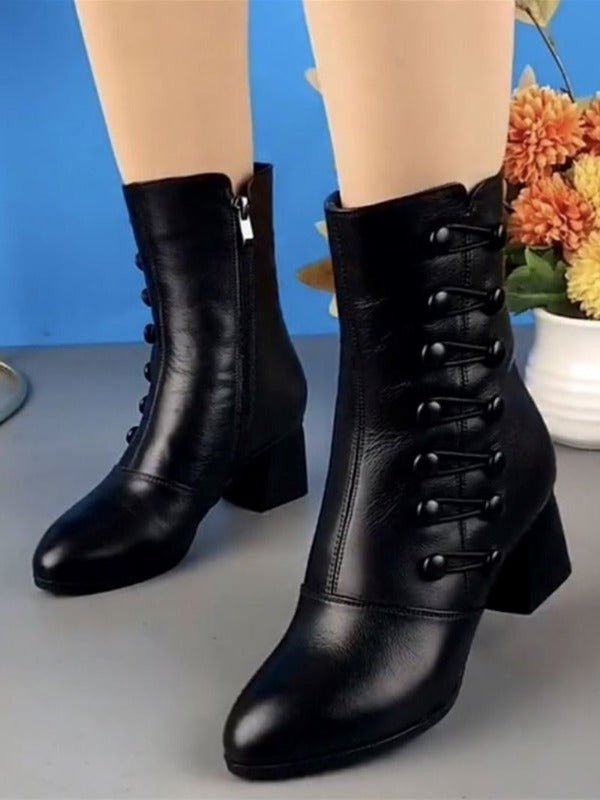 Bota Italiana Feminina de Couro Cano Curto - Frete Grátis