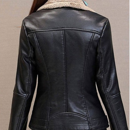 Jaqueta Feminina de Couro Forrada Elegante - Frete Grátis