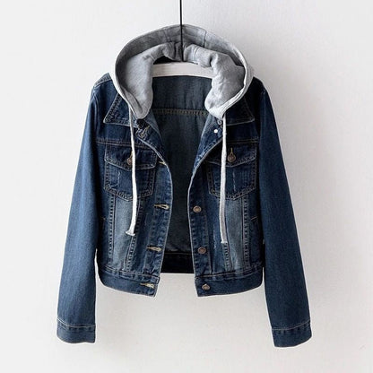 Jaqueta Jeans Feminina com Capuz - Frete Grátis