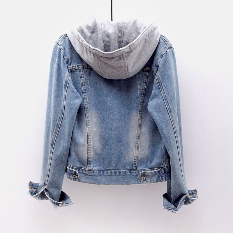 Jaqueta Jeans Feminina com Capuz - Frete Grátis